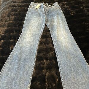 Express Denim Flare Jeans in Classic Blue